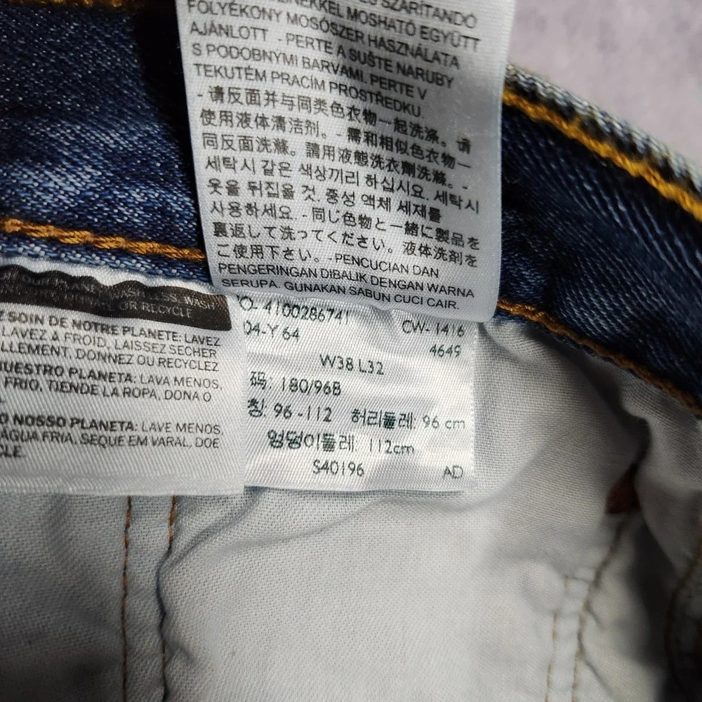 Levis 501 Original Fit Mens Jeans 38x32 Blue Straight Leg Button Fly 005010193